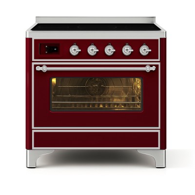 Placa de inducción de encimera Majestic Ilve mi096ne3/bu de 90 cm, color rojo burdeos