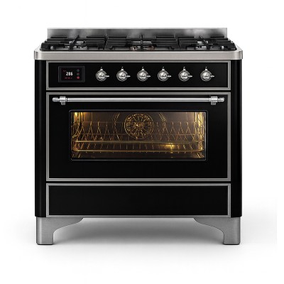 Kuchenka gazowa Majestic Ilve m096dne3/bk 90cm w połyskującej czerni