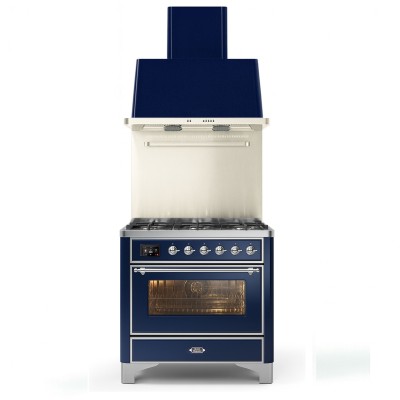 Ilve m096dne3/mb gas cooker + 90 cm Majestic blue hood