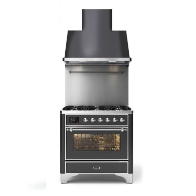 Ilve m096dne3/mg cucina a gas + cappa 90 cm Majestic grafite mat
