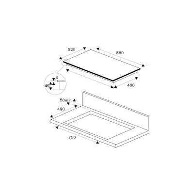 Bertazzoni p906im3g5ne Induktionskochfeld 90 cm, schwarze Glaskeramik