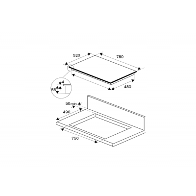 Bertazzoni p786im3b2ne plaque à induction 78 cm vitrocéramique noire