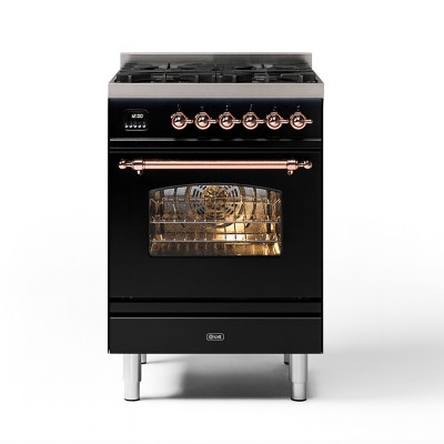 Ilve p06n-bk 60cm kuchenka gazowa blatowa, połysk czarny