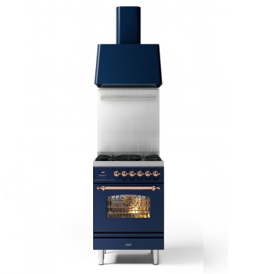 Ilve p06n-mb Gasherd für die Arbeitsplatte + 60 cm blaue Haube