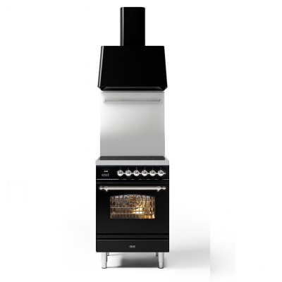 Ilve pi064ne3-bk Induktionsherd + 60 cm Dunstabzugshaube, schwarz glänzend