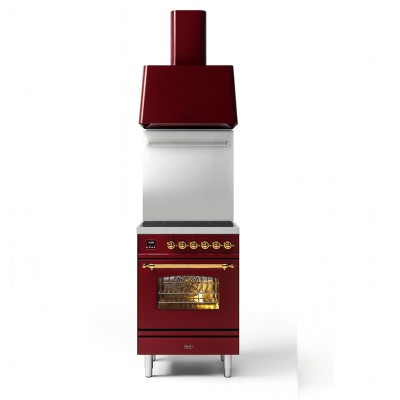 Ilve pi064ne3-bu kuchenka indukcyjna + okap 60cm, bordowy