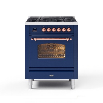 Cocina de gas de encimera Ilve p07n-mb Nostalgie de 70 cm, azul