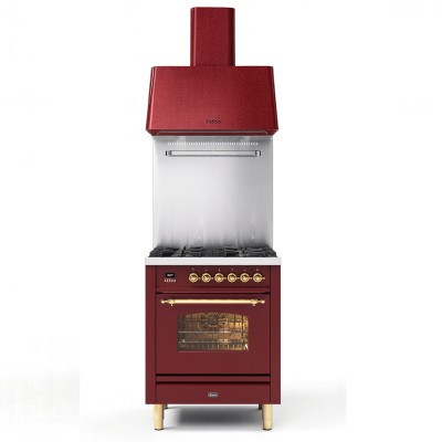 Ilve p07n-bu kuchenka gazowa + okap wolnostojący 70 cm, bordowy
