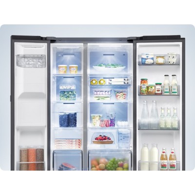 Lodówka i zamrażarka Samsung RS90F65EDTEF 91 cm typu side-by-side – stal nierdzewna