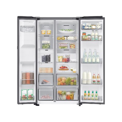 Lodówka i zamrażarka Samsung RS80F66KBFEF 91 cm Side-by-Side – czarna