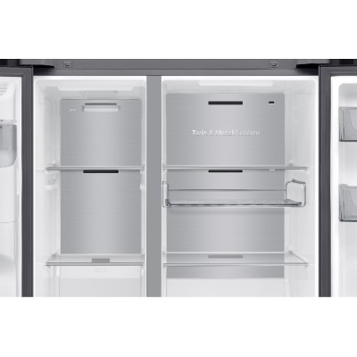 Refrigerador y congelador Samsung RS80F66KBFEF de 91 cm, lado a lado, negro