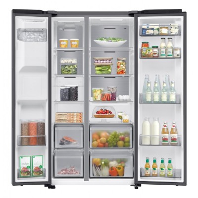 Lodówka i zamrażarka Samsung RS70F64KETEF 91 cm Side-by-Side – stal nierdzewna