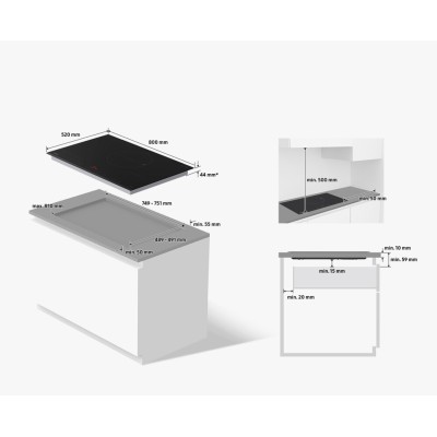Placa de inducción Samsung NZ85C5047FK de 80 cm con cristal negro