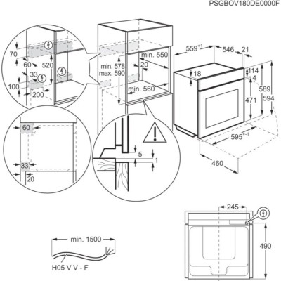 Horno pirolítico empotrable Aeg po7000pt Serie 7000 Mealassist de 60 cm, negro mate