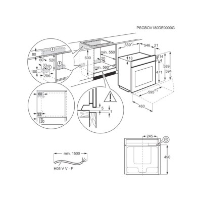 Horno pirolítico empotrable Aeg po7000pt Serie 7000 Mealassist de 60 cm, negro mate