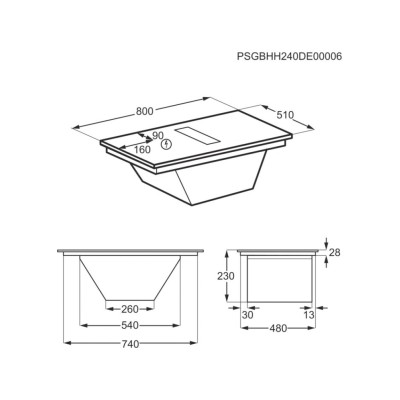 Płyta indukcyjna Aeg pe9000b80 Series 9000 Sensepro ze zintegrowanym okapem 80 cm czarna