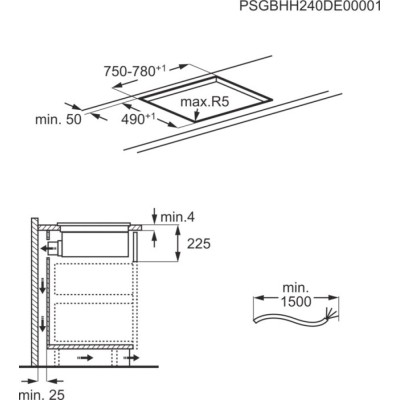 Placa de inducción Aeg PE9000B80 Serie 9000 Sensepro con campana extractora integrada de 80 cm, color negro