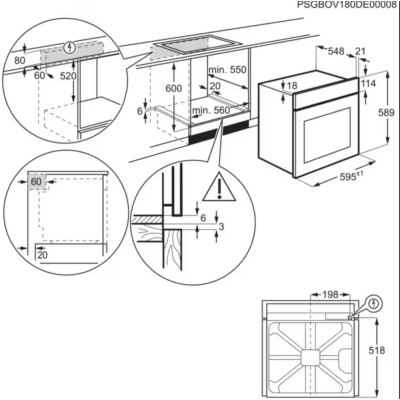Horno de vapor pirolítico multifunción Aeg nbr6p531sb Serie 6000 Sensecook Steamcrisp de 60 cm, negro