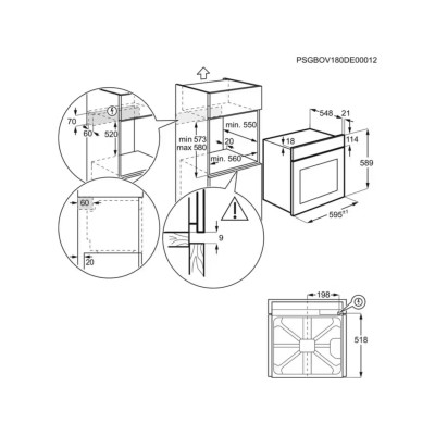 Horno de vapor pirolítico multifunción Aeg nbr6p531sb Serie 6000 Sensecook Steamcrisp de 60 cm, negro