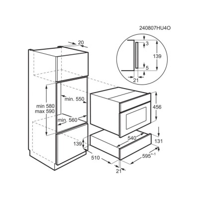 Cajón de vacío empotrable Aeg nkv914b, 14 cm de alto, negro