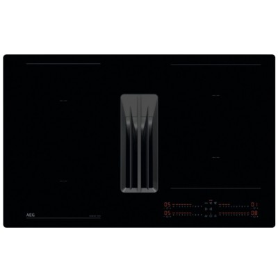 AEG NCH84C23CB Serie 7000 Sensefry Induktionskochfeld mit integrierter Dunstabzugshaube, 80 cm, schwarze Glaskeramik