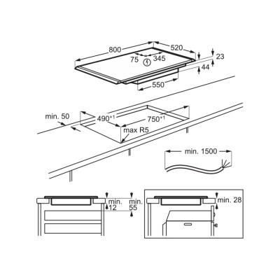 Aeg nik85m30az 8000 Series induction hob 80 cm matt black glass ceramic