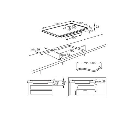 Placa de inducción Aeg nig85m30ab Serie 8000 de 80 cm, negra