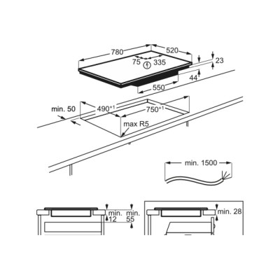 Aeg nik85m30fb Series 8000 80cm induction hob with black glass ceramic