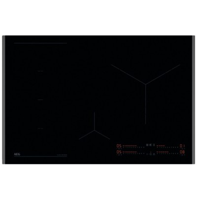 Plaque à induction AEG NII84R00FB Série 6000, 80 cm, avec revêtement en vitrocéramique noire.