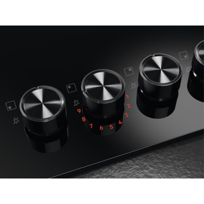 Placa de gas Aeg hkb95453nb Serie 8000 de 90 cm con cristal negro