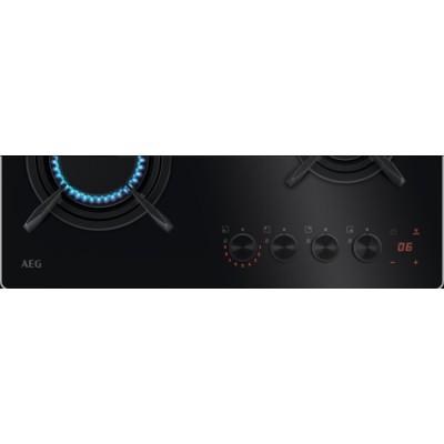 Placa de gas Aeg HKB64453NB Serie 8000 de 60 cm con cristal negro