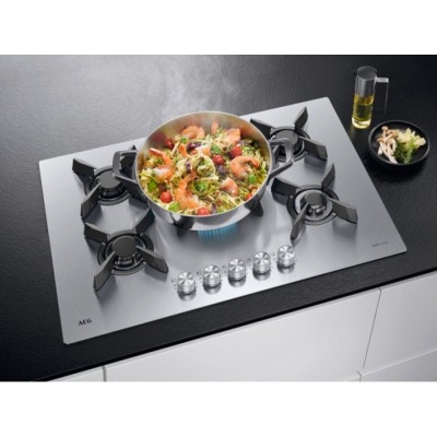 Placa de gas Aeg hgb75423uz Serie 7000 de 75 cm en acero inoxidable