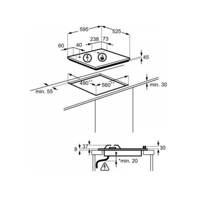 Plaque de cuisson à gaz AEG HGB64423UZ Série 7000, 60 cm, acier inoxydable