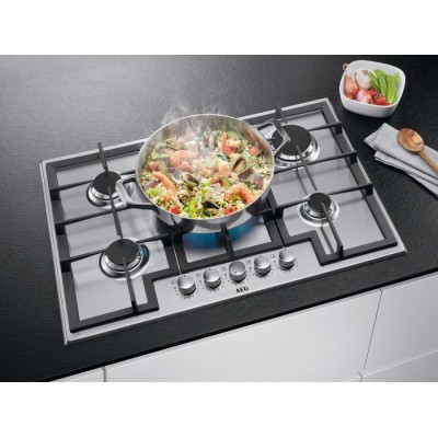 Plaque de cuisson à gaz AEG HGB75420SM Série 6000, 75 cm, acier inoxydable