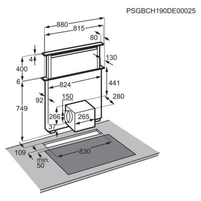 Aeg dde5960b Sere 8000 90cm czarny okap kuchenny z opadającym okapem