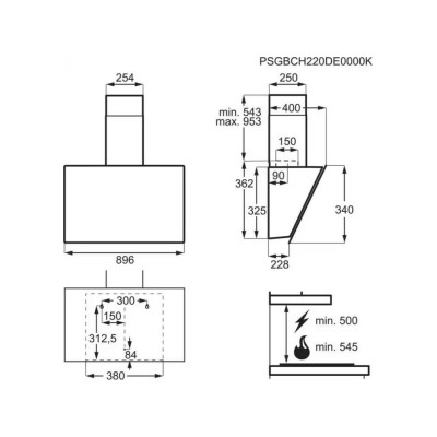 Okap ścienny Aeg dvk5961hb Series 7000 Hob2Hood 90cm, szkło czarne