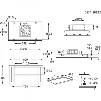 Campana extractora de techo empotrable Aeg ndc7792sw Serie 7000 silencetech de 90 cm blanca