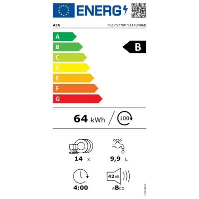 Lave-vaisselle encastrable AEG FSE75778P Série 7000 Glasscare, entièrement intégré, 60 cm
