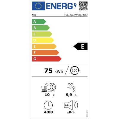 Lavavajillas totalmente integrable Aeg fse72507p de 45 cm