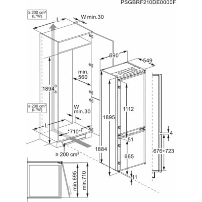 AEG NSC7P751ES Serie 7000 Einbaukühlschrank, 70 cm hoch, 190 cm breit