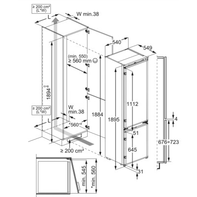 Aeg nsc6m191es Series 6000 built-in refrigerator, 188 cm high
