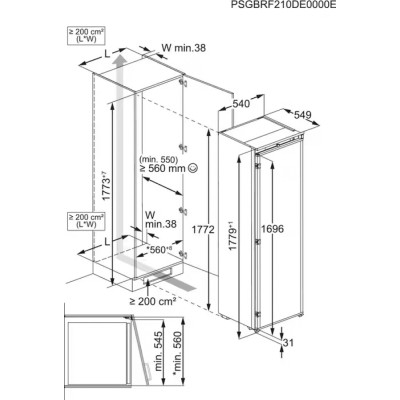 Réfrigérateur encastrable AEG NSK6F181DS à une porte, hauteur 177 cm