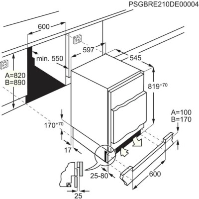 AEG OSK6I82EF Einbau-Unterbaukühlschrank, Höhe 82 cm