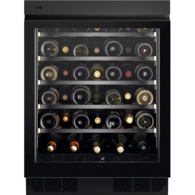 Vinoteca empotrable bajo encimera Aeg nsw8s826gt Serei 8000, 81 cm de altura, negro mate