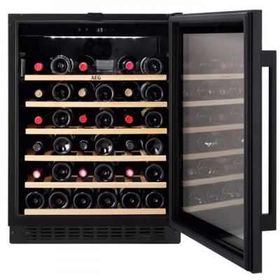 Cave à vin encastrable sous plan de travail AEG AWS4052B5B série 5000, hauteur 82 cm, noire