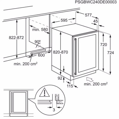 AEG AWS4052B5B Serie 5000 Einbau-Unterbau-Weinkühlschrank, Höhe 82 cm, schwarz