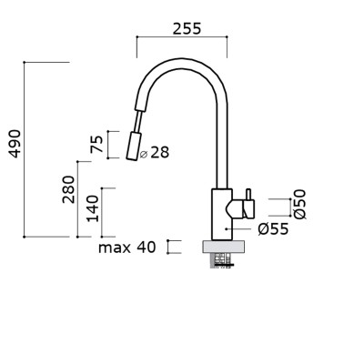 Grifo mezclador de cocina Mina Ava 9030 con ducha extraíble