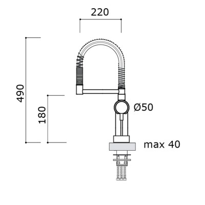 Robinet mitigeur de cuisine Mina Twist 9700 à 2 jets en acier inoxydable