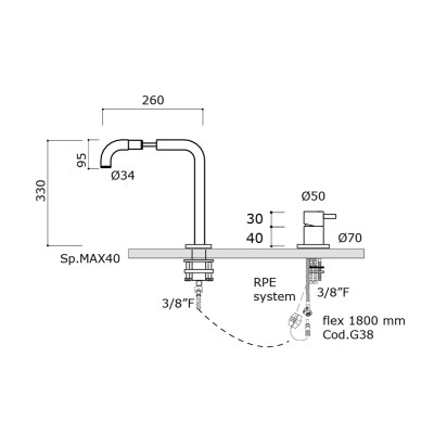 Bateria kuchenna Mina Tide 96125 z wyciąganą słuchawką prysznicową