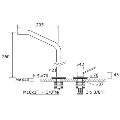 Mina 11279 Corsivo tall basin mixer tap - 2 holes